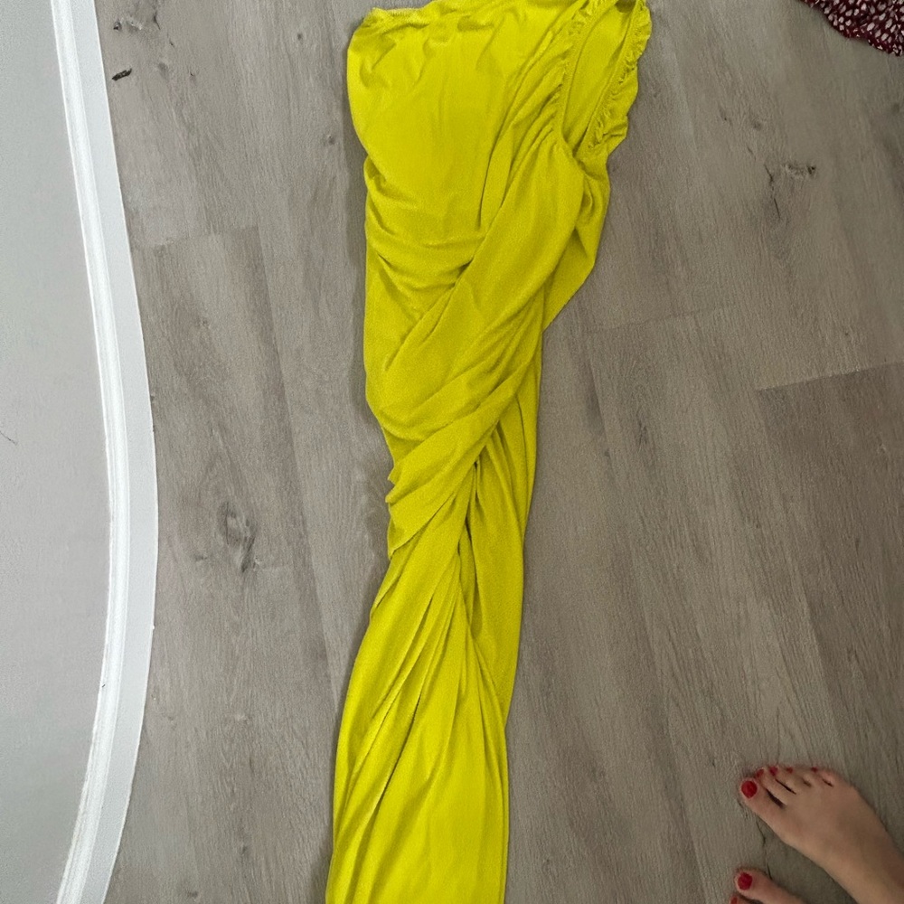 Norma Kamali Bright Yellow Draped Dress